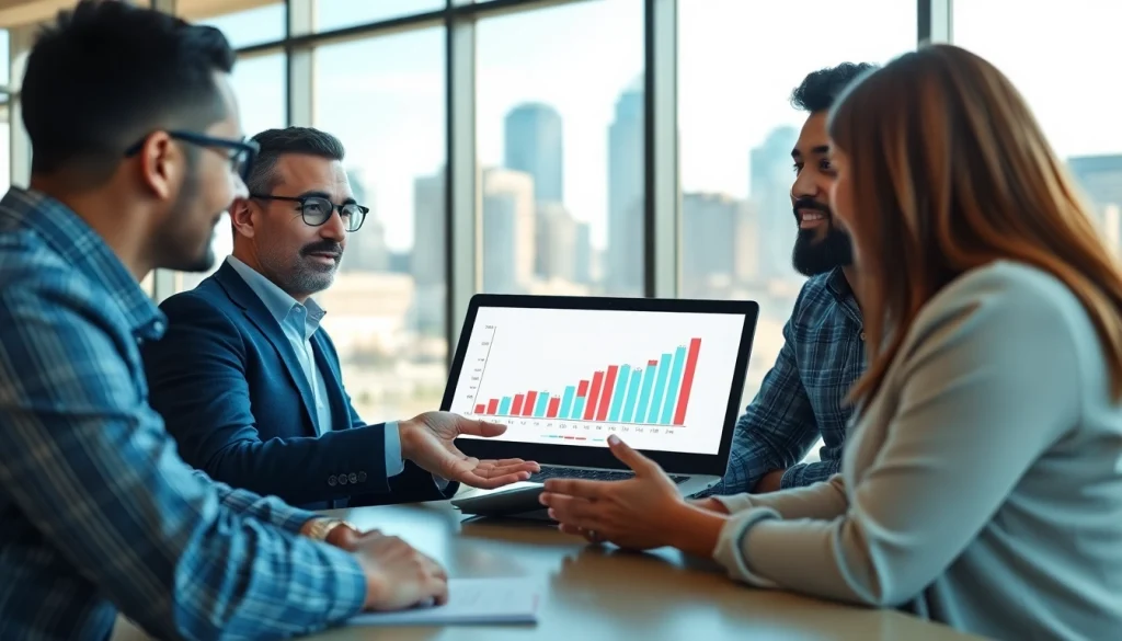 Financial advisor San Antonio engaging couple with personalized investment strategy in office.