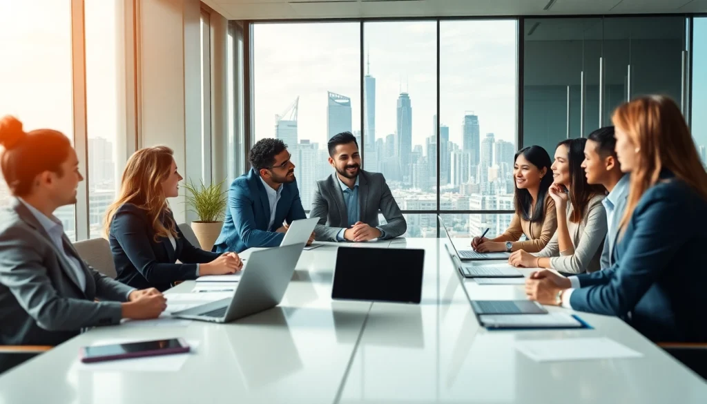 Empowered team working with Quickplus Business Consultants in a bright office setting.