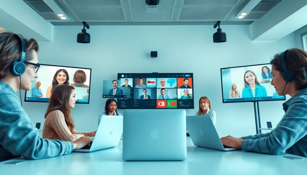 On-demand interpretation services team using technology for global communication.