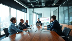 Engaged executives discussing strategies for Business success in a dynamic office environment.