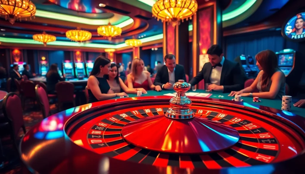 Excited gamblers engage at a vibrant casino table, embodying the thrill of Nếu như vậy bám vào đây.