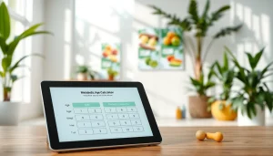 Calculate your metabolic age calculator with a sleek interface in a modern health clinic.