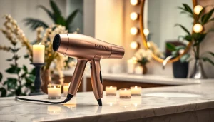 Enjoy the laifen se hair dryer, showcasing sleek design and elegance in a serene bathroom setting.