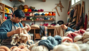 Artisan crafting unique knits at https://www.ound-ound.com highlighting sustainable fashion.