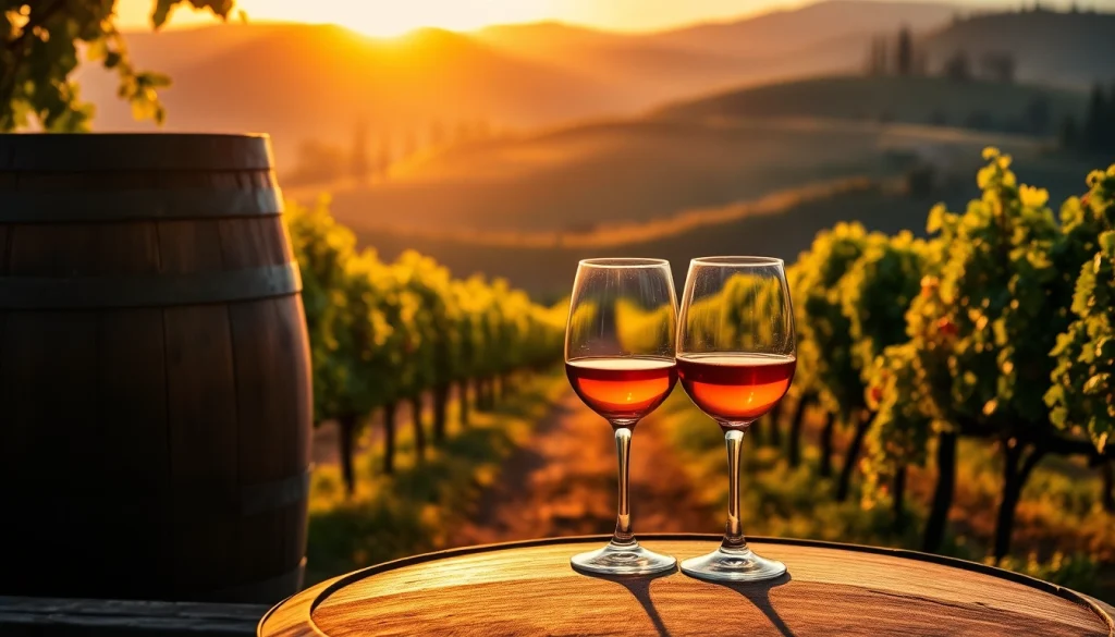 Guests enjoying a sunset tasting experience at a Winery Sacramento vineyard with scenic views.