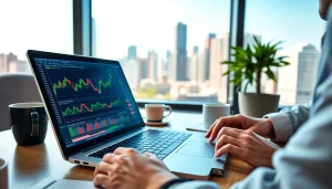 Engaged trader analyzing market data on hotforex mt4 platform in a modern office setting