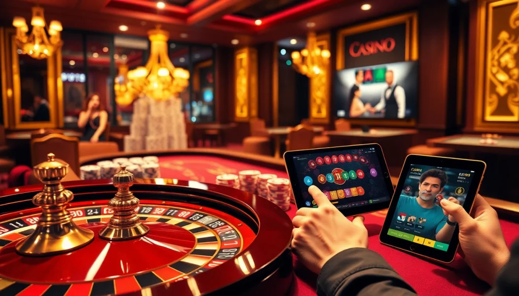 Gambling excitement at https://3king.cn.com/ with players on sleek devices enjoying casino games.