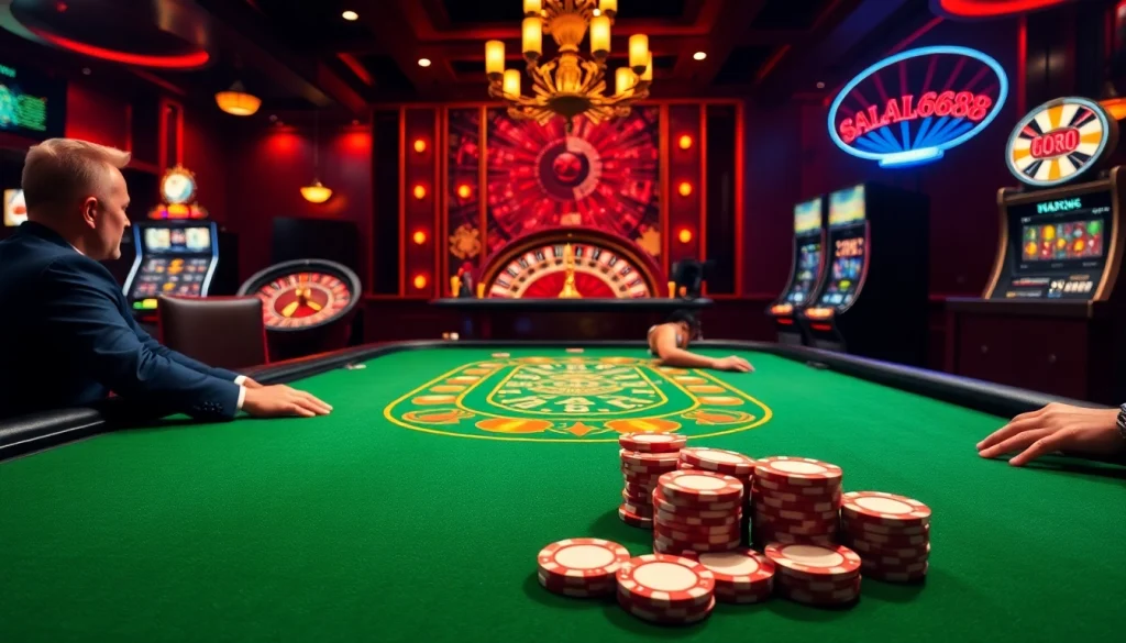 Experience thrilling gameplay and strategic betting at salad6688 casino tables with vibrant colors and action-packed atmosphere.