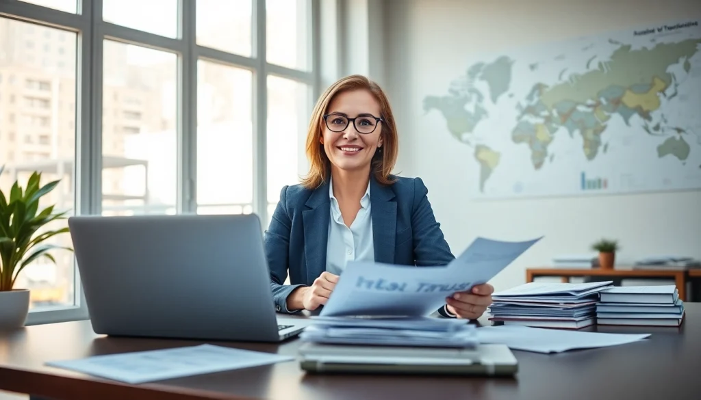 Księgowość dla firmy transportowej w nowoczesnym biurze, gdy księgowy prezentuje raporty finansowe.