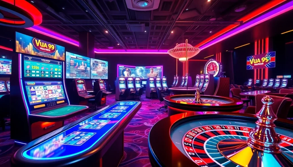Exciting Vua99 online casino scene showcasing vibrant digital gambling interactions.