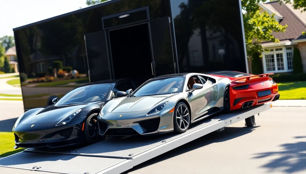 Showcase the premium service of https://luxuryautocarriers.com with elegant enclosed car transport.