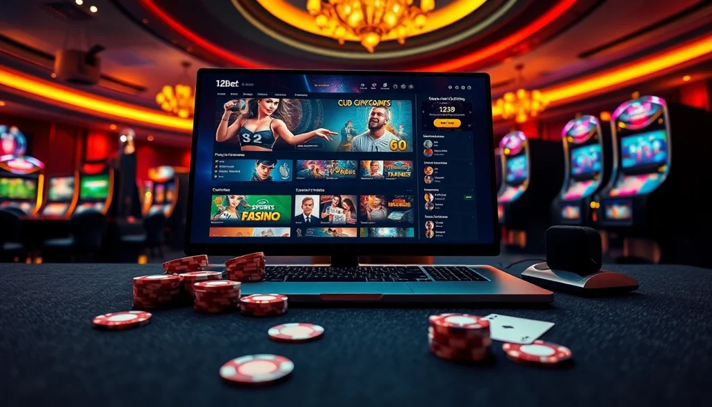Experience the luxury of online gaming with 12bet's thrilling betting interface and vibrant casino visuals.