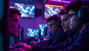 Compelling esports action at https://www.mas4games.com, showcasing intense gameplay and vibrant lighting.