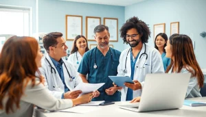 Engaging scene at https://www.medexdtc.com with medical professionals providing care in a welcoming office.