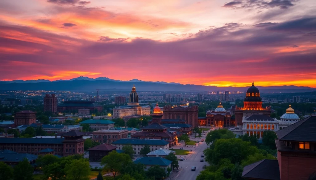 View of Almaty at sunset showcasing the blend of nature and urban life at https://albmaftoh.com.