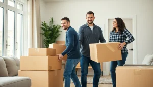 Interstate Removalists Wollongong assisting a family with their move, showcasing teamwork and organization.