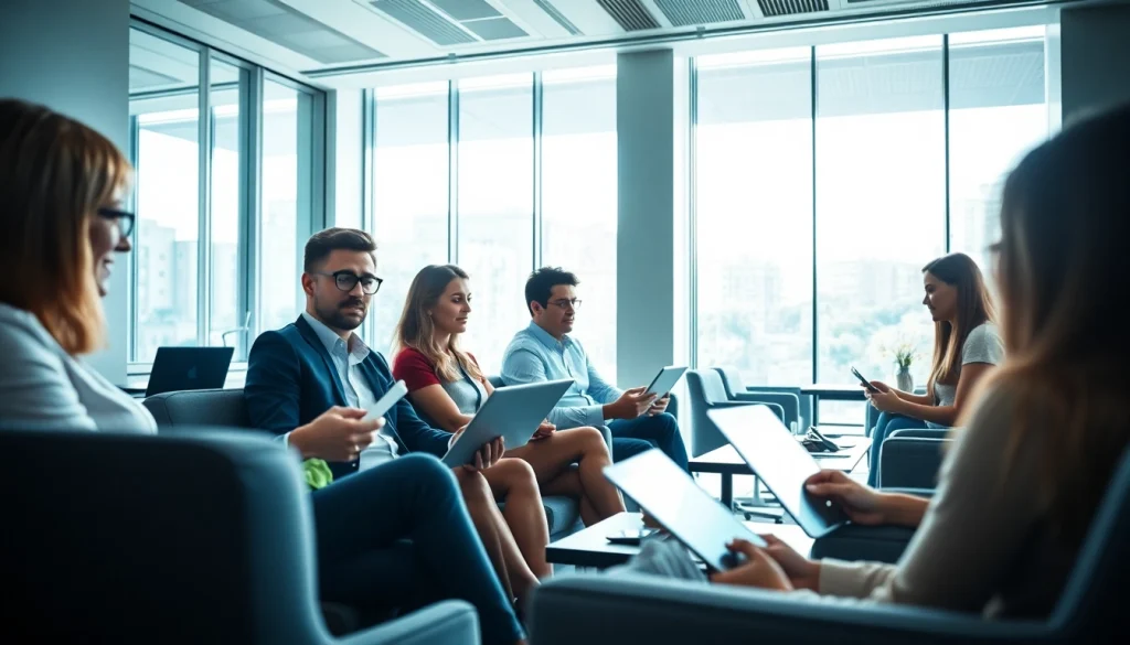 Engage with efficient services at https://fidelitycorporate.com, featuring professionals in a modern workspace.