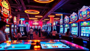 Menggambarkan pengalaman seru petanitoto di mesin slot online dengan suasana gaming yang ceria.