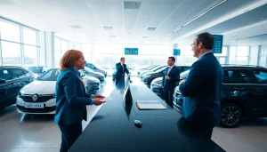 Car rental in Chișinău featuring a welcoming office with diverse vehicles, embodying 'chirie auto moldova' services.