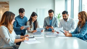 Les services de traduction professionnelle de translatecompany.fr présentés par une équipe diversifiée dans un bureau moderne.