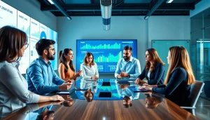 Agency team collaborates in a modern office, showcasing creativity and professionalism.