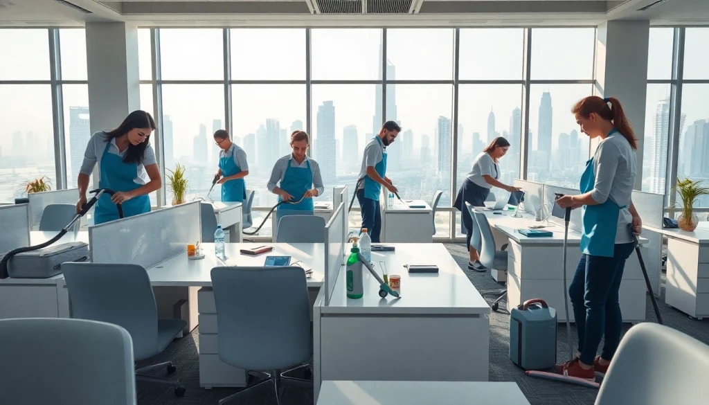 Enhancing productivity with Office Cleaning Services Dubai through professional cleaning in a modern workspace.