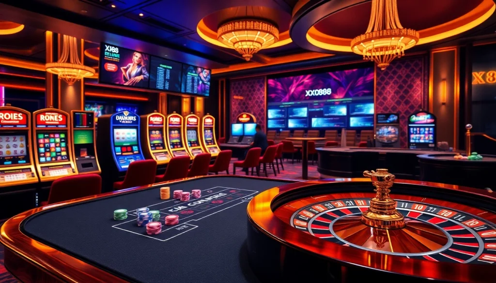 Experience the thrill of gaming at XX88's luxurious online casino with vibrant tables and exciting slots.