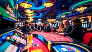 Engaging casino scene showcasing gaming excitement at https://duel-rewards.com with vibrant colors and enthusiastic players.