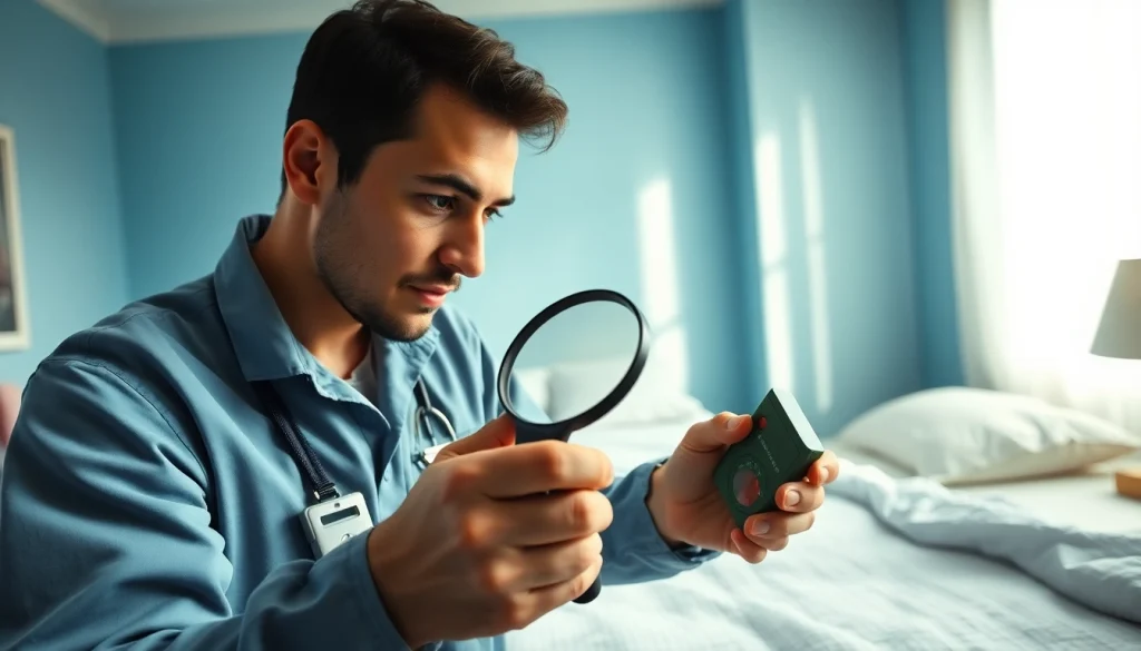 Inspect a bedroom for bed bugs with https://affordablebedbugexterminators.com pest control technician.