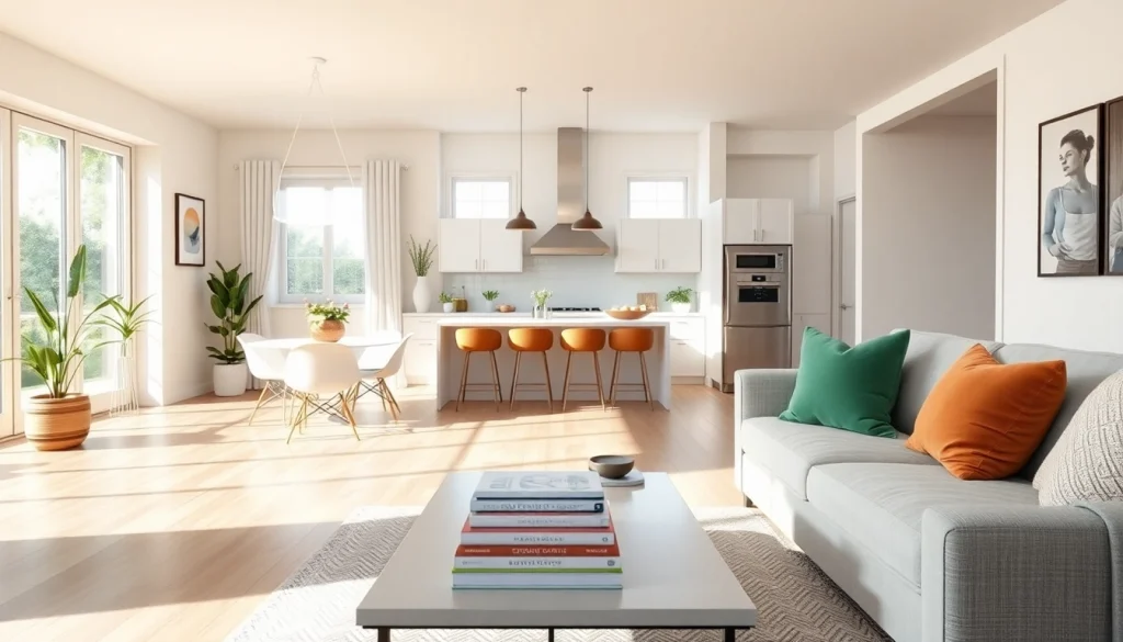 Home renovation showcasing a modern living room transformation with bright decor.