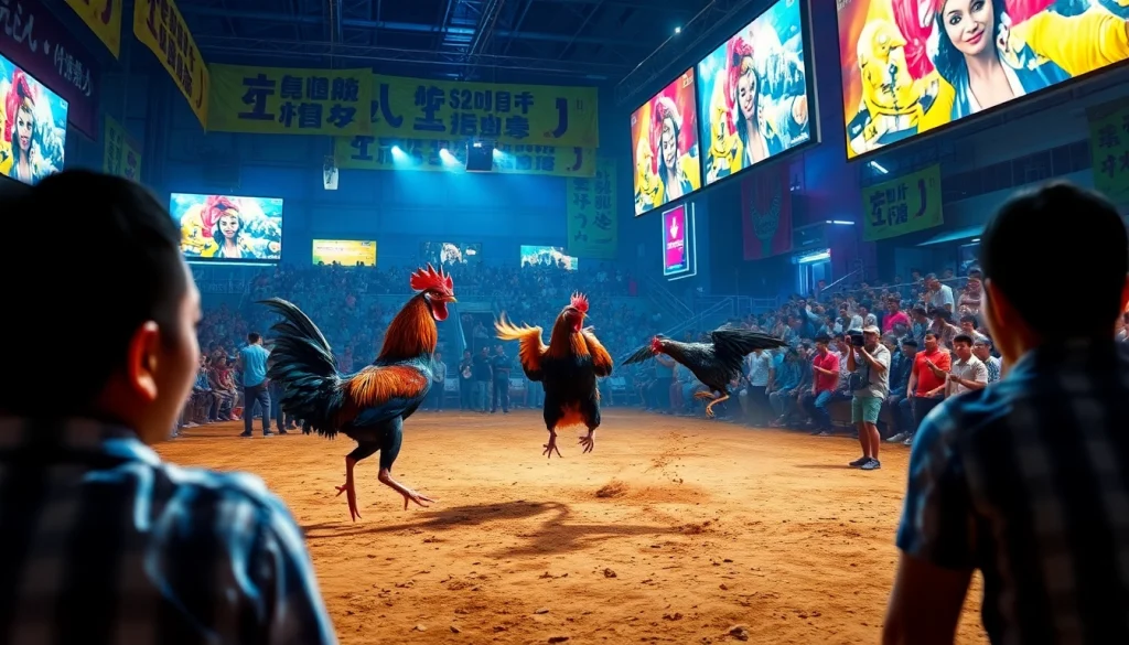 Experience the thrill of đá gà trực tiếp thomo with live matches showcasing fierce cocks and an excited crowd.
