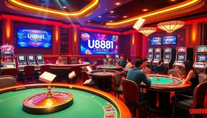 U888VIP online gaming scene with vibrant tables, exciting gameplay, and luxury atmosphere.