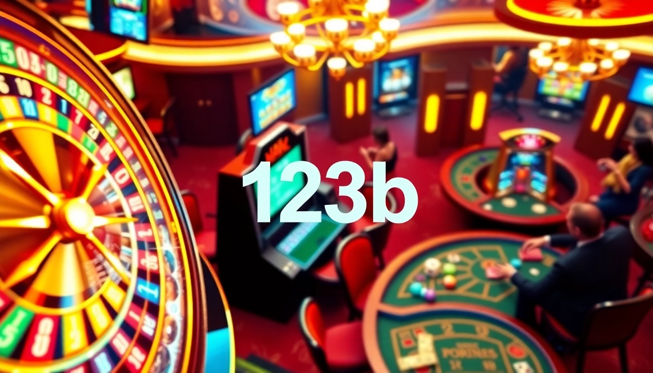 Experience the thrilling casino atmosphere with 123b's vibrant online gambling interface.
