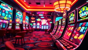 Bermain slot depo 5k dengan simbol uang dan neon yang cerah