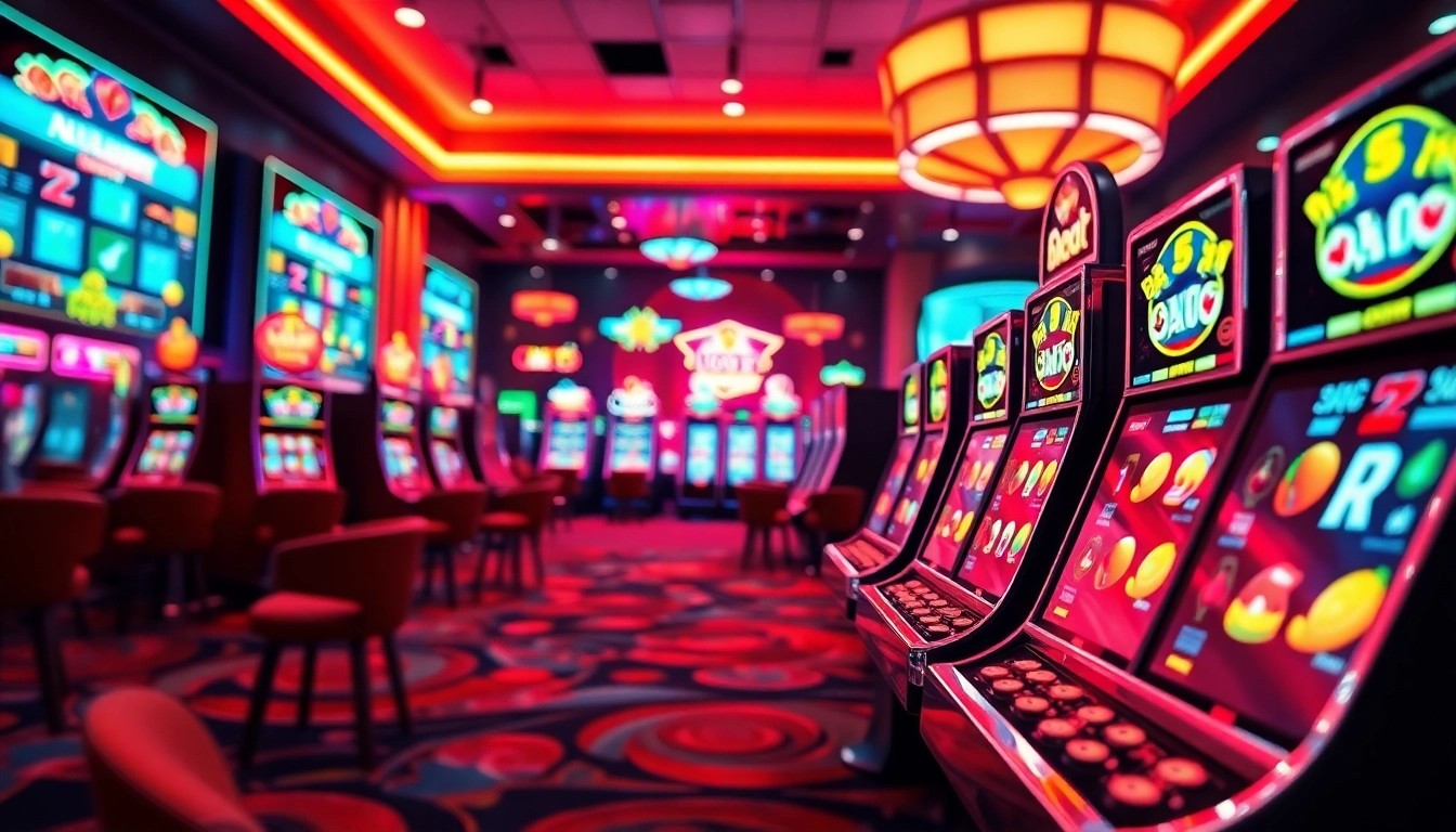Bermain slot depo 5k dengan simbol uang dan neon yang cerah