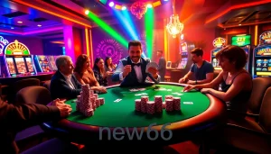 Experience winning hands and vibrant gameplay with new66 at a high-stakes poker table.