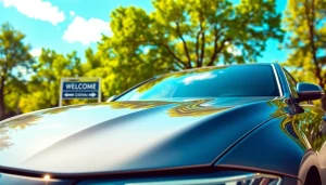 Inchiriere masini with a modern rental car in scenic Chisinau, Moldova, under bright sunlight.