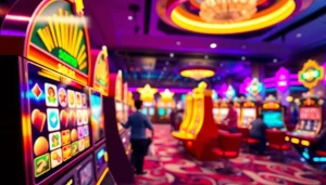 Menggambarkan antarmuka perjudian modern ungu toto dengan desain menarik dan grafik permainan yang dinamis.