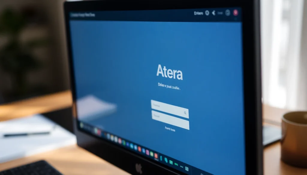 Access the Atera login page on a computer screen, illustrating secure sign-in practices.