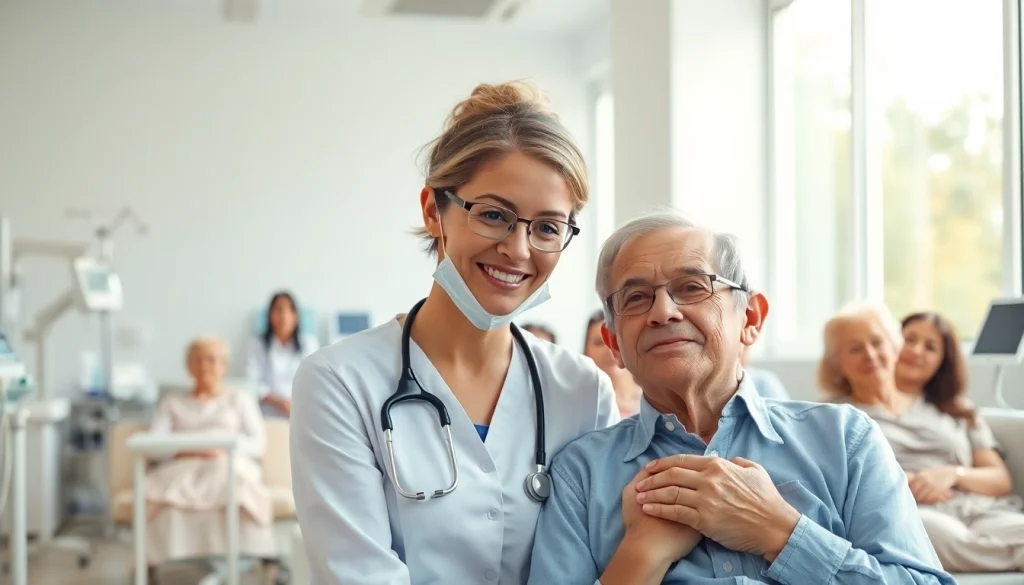 Les soins respiratoires à cliniquedusoufflelepontet.fr avec un professionnel de santé et un patient