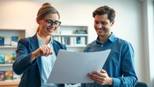 Engaging interaction showcasing Insurance Claims Help with a consultant guiding a client.