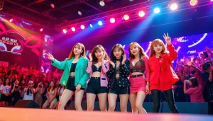 Catch the latest Blackpink news and their electrifying live performance in vibrant concert imagery.