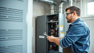 Expert heating repair somers ny service being performed by a technician in a well-lit basement.