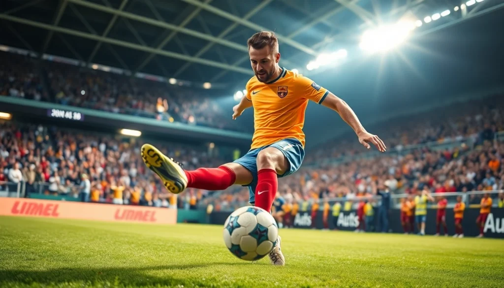 บอล-วัน-นี้ นักฟุตบอลมืออาชีพในสนามกีฬาที่เต็มไปด้วยแฟนๆ