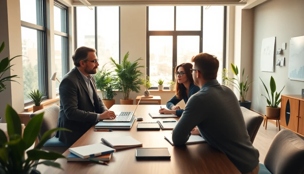 Business coach near me providing personalized guidance in a bright office environment.