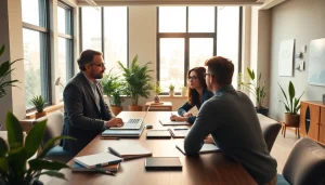 Business coach near me providing personalized guidance in a bright office environment.