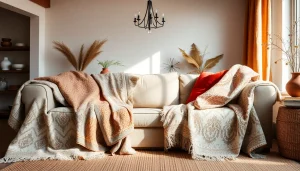 Creëer een warme sfeer met brabantse bont stoffen die elegant over meubels zijn gedrapeerd.