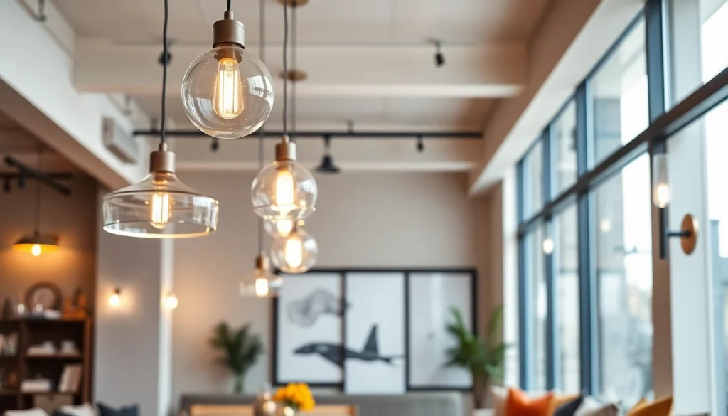 Showcasing elegant lighting solutions in a modern interior with warm ambiance.