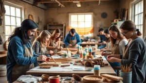 Engaged artisans in craft training Colorado showcasing hands-on skills in a warm workshop setting.