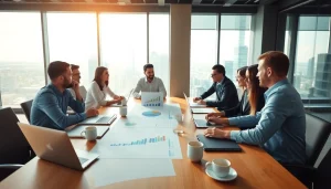 Enhancing business growth insights through teamwork in a modern office setting.